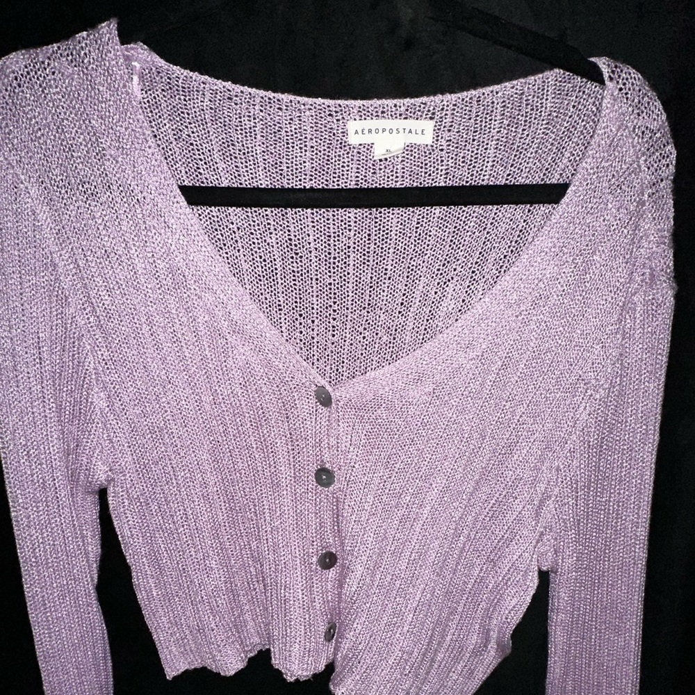 Purple Aeropostale crop top, long sleeve XL shirt